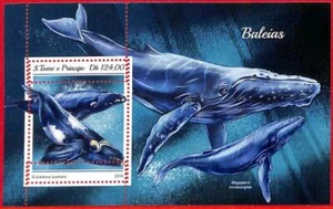 A3255 - SAO TOME & PRINCIPE, ERROR MISPERF, Souvenir sheet: 2018, Whales - Picture 1 of 1