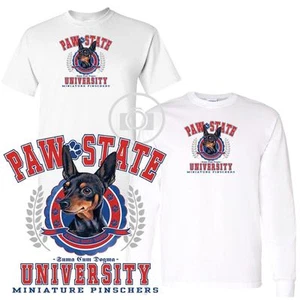 Miniature Pinscher Paw State University Short / Long Sleeve White T Shirt M-3X - Picture 1 of 3