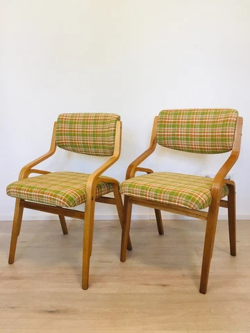 Vintage Dining Beech Chairs by Ludvik Volak 1960's Set of 2 Cover