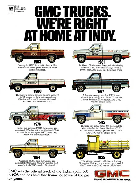 UNKNOWN GMC Trucks - Indy - 1925-1983 - Promotional Advertising Poster