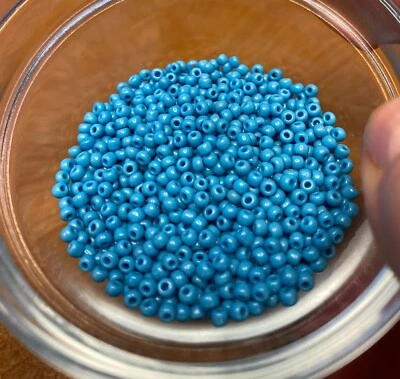 Rare French Glass Antique Micro Seed Beads-10/0 Robin Egg Turquoise Blue 1 oz. - Image 1 of 4