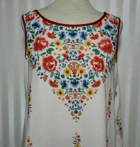Zac & Rachel Womens Sz M Sleeveless Tunic Multi Color Floral Slit Side Boho EUC - Imagen 1 de 6
