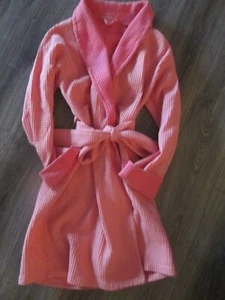 RARO Accappatoio Vintage Victorias Secret M/L ~ Cotone Rosa 2 Toni 12/02 con Tasche Laterali - Foto 1 di 4
