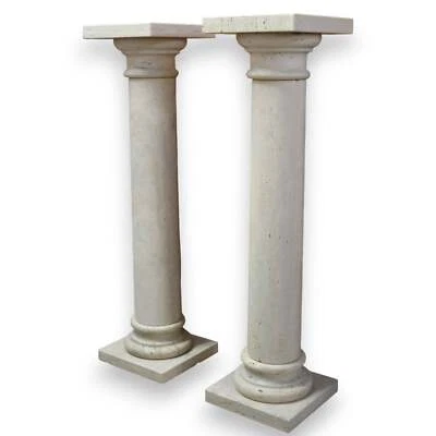 Pair Of Columns In Classic Travertine Italian Design H 91 Cm - Изображение 1 из 3