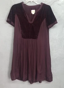 Vestido Maeve Borgoña Oscuro Forrado Terciopelo Ribete XS Anthropologie Línea A - Imagen 1 de 11