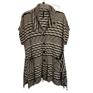 IC By Connie K Womens M Textured Wave Stretch Asymmetrical Jacket Top Lagenlook - Picture 1 of 4