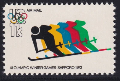 USA Sc #C85 - 11 cents  - MNH (U/M) XF PSE 90 - Skiing & Olympic rings - Image 1 of 3