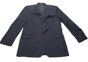 Stafford Mens Sport Coat Blazer Two Button Gray Blue Plaid 100% Wool Classic 42L - Picture 1 of 24