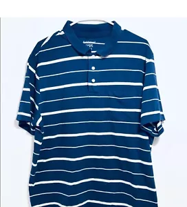Saddlebred Comfort Flex Mens XL Pull Over Polo Shirt Golf Blue Striped Preppy - Picture 1 of 4