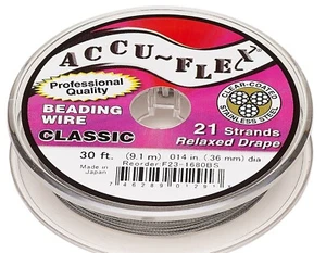 Beading Wire, 30 Foot Spool Accu-Flex 21 Strand Clear 0.014" Diameter - Picture 1 of 4
