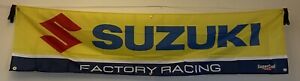 Suzuki Team Factory Racing Flag Banner 45x180cm Display Sign Retro Gift UK P&P