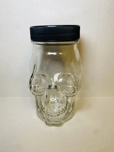 Tarro calavera de vidrio transparente de 16 oz con tapa de plástico - Halloween - tapa esqueleto sin agujeros - Imagen 1 de 7