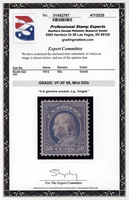 US #422 | Unused OG | Very Fine/ Extra Fine | PSE Cert - Image 1 of 3