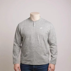 Herren 2XLT Nike Club Fleece Langarm Henley Grau XXL Tall - Bild 1 von 6