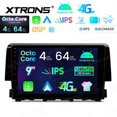4G 64G Car Stereo For Honda Civic 2015-2022 CarPlay Radio 9" GPS WIFI Android 14 - Image 1 of 4