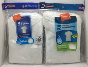 Hanes Boys Tagless T-Shirts, 2T/3T, Breathable Fabric, White, 6 Total Shirts! - Picture 1 of 1