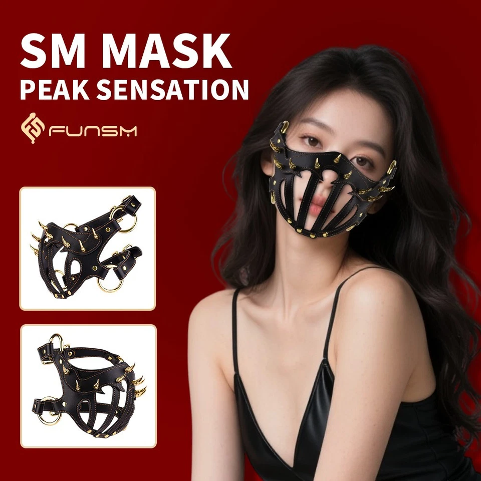 SM Desire Forbidden Mask Fetish BDSM Collar Gothic Punk Latex Mask for Women - Image 1 of 4