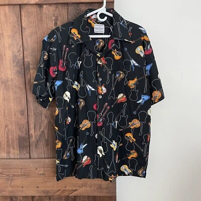 David Carey Mens Large Guitar Print Hawaiian Shirt Music Dadcore Rockabilly Rock - Image 1 of 4