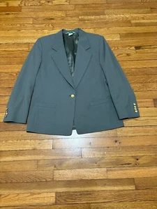 Vintage Austin Reed Womens Blazer Jacket Size 14 Green 1 Gold Button 100% Wool - Picture 1 of 6