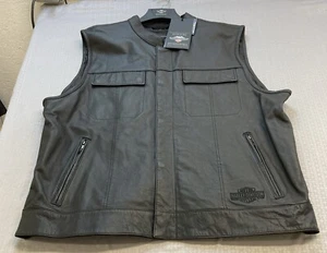 NEW GENUINE HARLEY DAVIDSON 98090-15VM 3XL Men's Foster Leather Vest - Picture 1 of 4