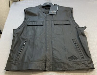 NUEVO CHALECO DE CUERO GENUINO HARLEY DAVIDSON 98090-15VM 3XL para hombre Foster Foto 1 de 4