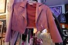 Girls Love to be loved size 8 Pink Polyester Faux suede Motorcycle Zip Jacket