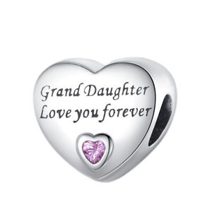 Genuine Sterling Silver 925 Grand Daughter Love Heart Forever Charm
