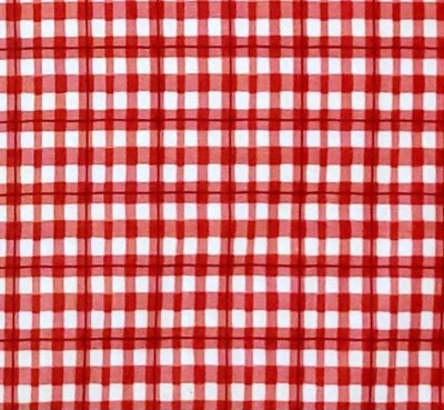 House and Home Plaid Check Gingham Floral Red White Cotton Fabric Benartex 1 YD - Image 1 of 4