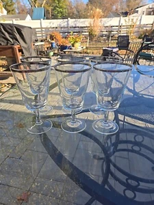 Cristal D'Arques Parisienne Water Wine Silver Rim France Mid-Century Modern 6pcs - Picture 1 of 19