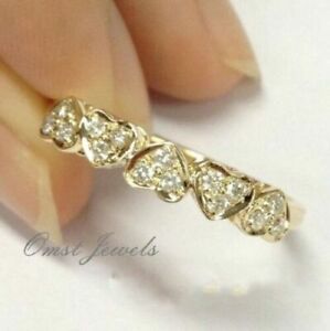 14k gold 3 tiny white topaz pieces of exquisite small fresh lady engagement ring