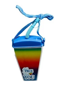 Stay True Stay You Plastic Rainbow Travel Tumbler With Straw/Strap 18 Oz - Picture 1 of 6