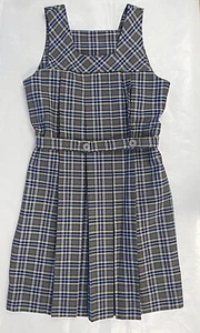 Girls R/K Blue & Gray Plaid Uniform Dress W/T Belt Reg. Sizes 10 - 16 - Picture 1 of 5