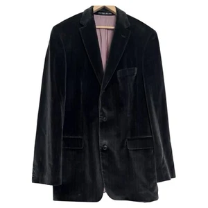 VTG Hugo Boss Striped Velvet Cotton Sports Coat Blazer Mens Size 42L Black - Picture 1 of 9