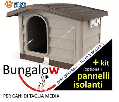 BAMA Cuccia per Cani di Taglia MEDIA in Resina Bungalow BEIGE / VERDE - cm 89x75x62