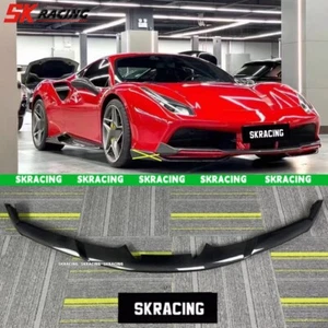 FITS FERRARI 488 REAL CARBON FIBER FRONT BUMPER LIP COVER DIFFUSER LIP KITS 1PCS - Picture 1 of 21