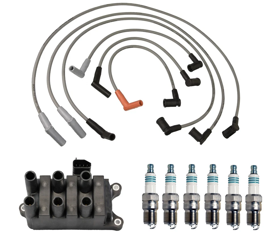 Juego de cables de bobina de encendido Denso y kit de 6 bujías de alimentación de iridio para Ford 4,2 L V6 Foto 1 de 1