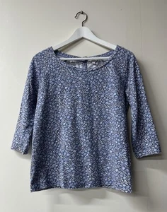 Women’s Fat Face Top Size 8 Blue Floral 3/4 Sleeves Cotton Back Buttons VGC - Picture 1 of 17