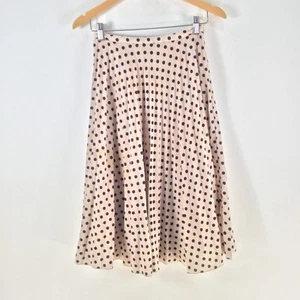 Asos skirt womens 8 flare midi beige polka dot zip 114314 - Picture 1 of 9