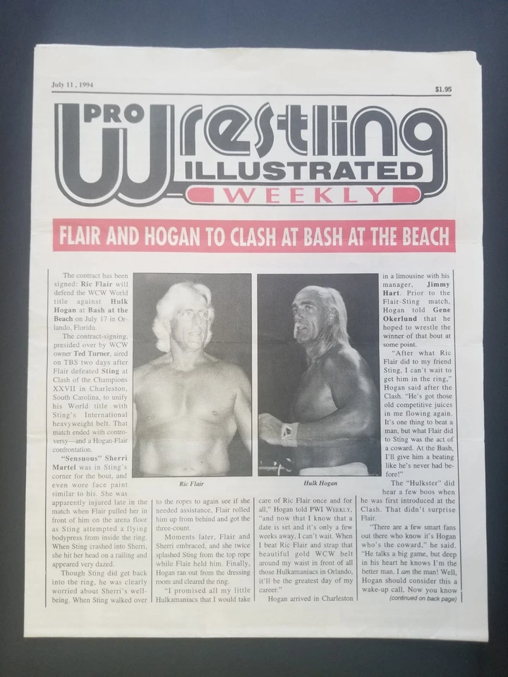 PRO WRESTLING ILLUSTRATED WEEKLY Newsletter 1994 July 11 HULK HOGAN RIC FLAIR  - Image 1 of 3