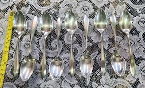 👌LOT OF 9 ANTIQUE c1914 PATRICIAN PATTERN SILVERPLATED TEASPOONS / TEA🍵 SPOONS - Picture 1 of 8