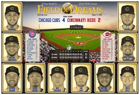CUBS OFFICIAL FIELD OF DREAMS GAME STARTING LINEUP 19”x13” COMMEMORATIVE POSTER Cover