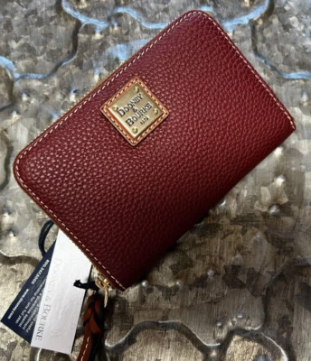DOONEY & BOURKE~MEDIUM ZIP AROUND CLUTCH WALLET~WINE~PEBBLE GRAIN~NEW - Image 1 of 4