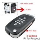 3 Buttons CE0523 Modified Flip Key Shell HU83 Blade Fit for Peugeot 306/407/ 807