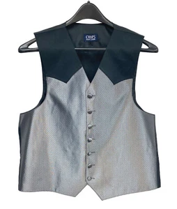 Men's Chaps Ralph Lauren Silver & Black Western Style Tuxedo Vest Size Medium - Picture 1 of 3