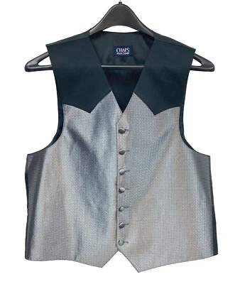 Men's Chaps Ralph Lauren Silver & Black Western Style Tuxedo Vest Size Large - Image 1 of 3