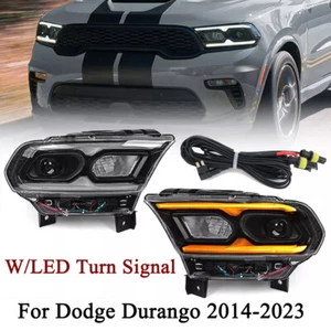 For 2014-2021 2022-2024 Dodge Durango Black non-AFS FULL LED Projector Headlight - Picture 1 of 21
