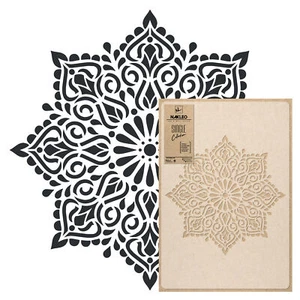 Wiederverwendbare Kunststoff-Schablone nathlos 45x65 oder 65x95 QUADRAT MANDALA - Picture 1 of 11