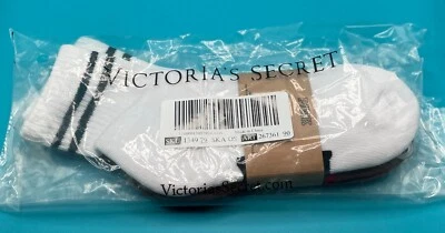 VICTORIA'S SECRET / ROSA Paquete de 2 Calcetines Cuarto (Blanco / Marrón) - Nuevos Foto 1 de 3