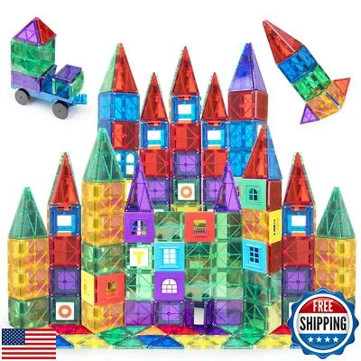 Playmags 150-Piece Magnetic Tiles Building Set – 3D Magnet Building Blocks, C - Image 1 of 4