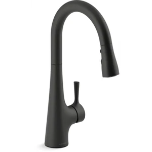 Kohler K-24661-BL Tempered 1.5 GPM Single Hole Pull Down Kitchen Faucet, Matte B - Picture 1 of 2